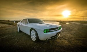 Dodge Challenger Headlight Halo Kit - ORACLE Lighting - LED Projector - Green - `08-`14